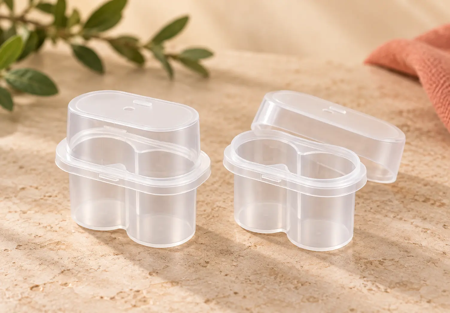 Twin-Vial Holder photographed on a warm neutral studio background